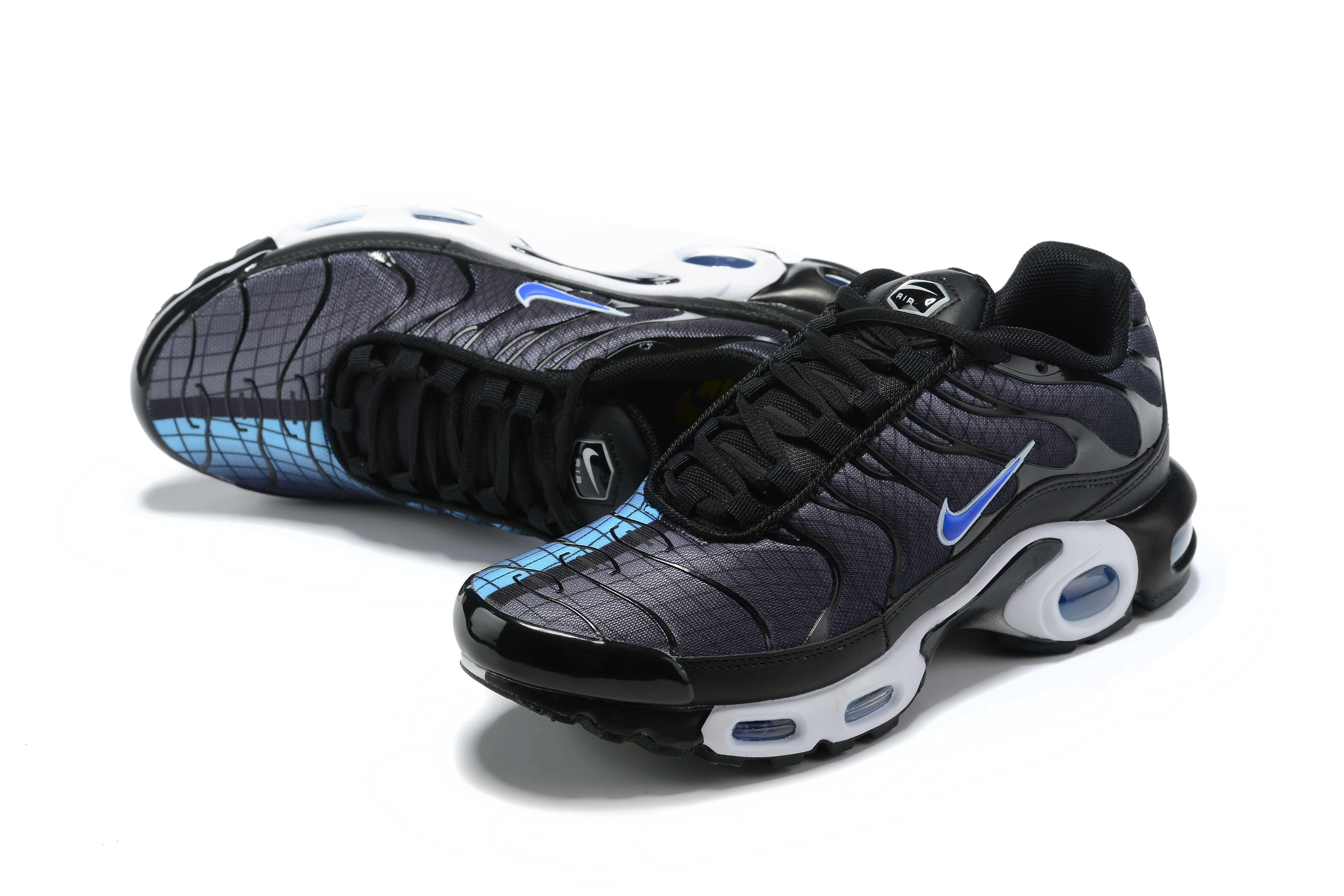 2021 New Nike Air Max Plus Black Blue White